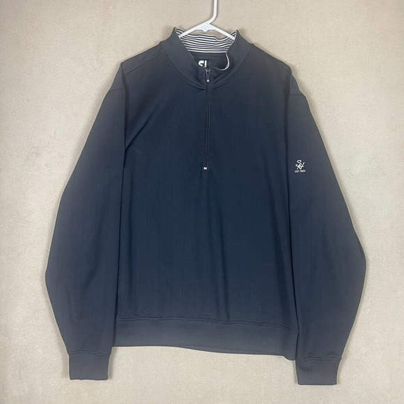 FootJoy Mens XL Long Sleeve Sweatshirt Black Mock Neck 1/4 Zip - Picture 1 of 12